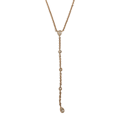 Mark Areias Jewelers Jewellery & Watches Pear Diamond Lariat Drop Adjustable Pendant 14K Rose Gold .92 Carats