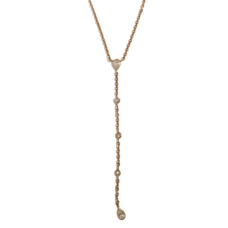 Mark Areias Jewelers Jewellery & Watches Pear Diamond Lariat Drop Adjustable Pendant 14K Rose Gold .92 Carats