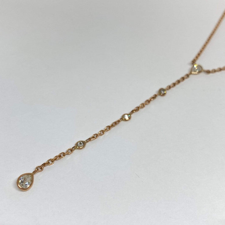 Mark Areias Jewelers Jewellery & Watches Pear Diamond Lariat Drop Adjustable Pendant 14K Rose Gold .92 Carats