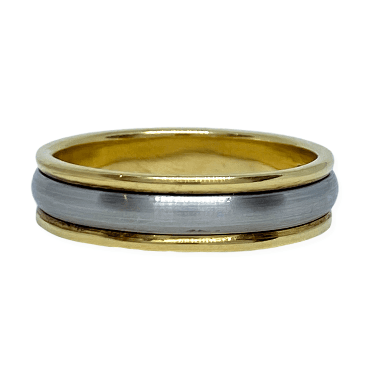 Mark Areias Jewelers Jewellery & Watches Platinum & 18K Yellow Gold Satin Wedding Band 6mm Size 10.50