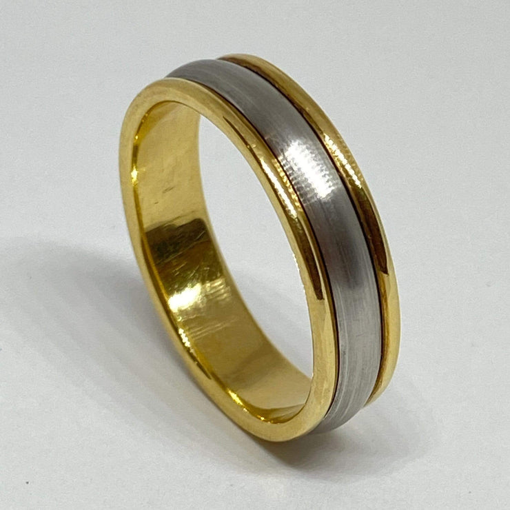 Mark Areias Jewelers Jewellery & Watches Platinum & 18K Yellow Gold Satin Wedding Band 6mm Size 10.50