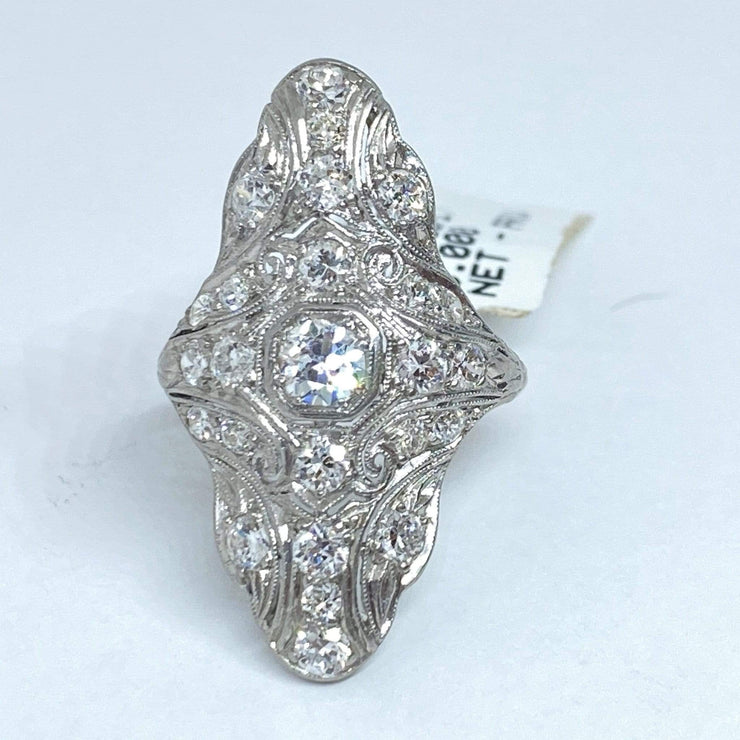 Mark Areias Jewelers Jewellery & Watches Platinum Art Deco Antique Old European Diamond Pave Ring 1.50ctw