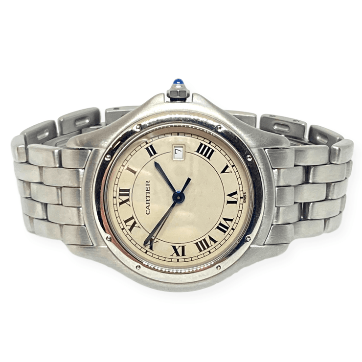 Mark Areias Jewelers Jewellery & Watches Pre-Owned Cartier Cougar Watch All Stainless Steel Quartz, Date, 33mm 6"