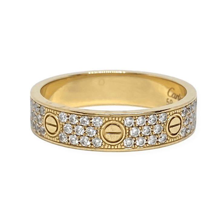 Mark Areias Jewelers Jewellery & Watches Pre-Owned Cartier Love Diamond Screw Band Ring .31CTW 18KY 59 8.75 Box/Papers