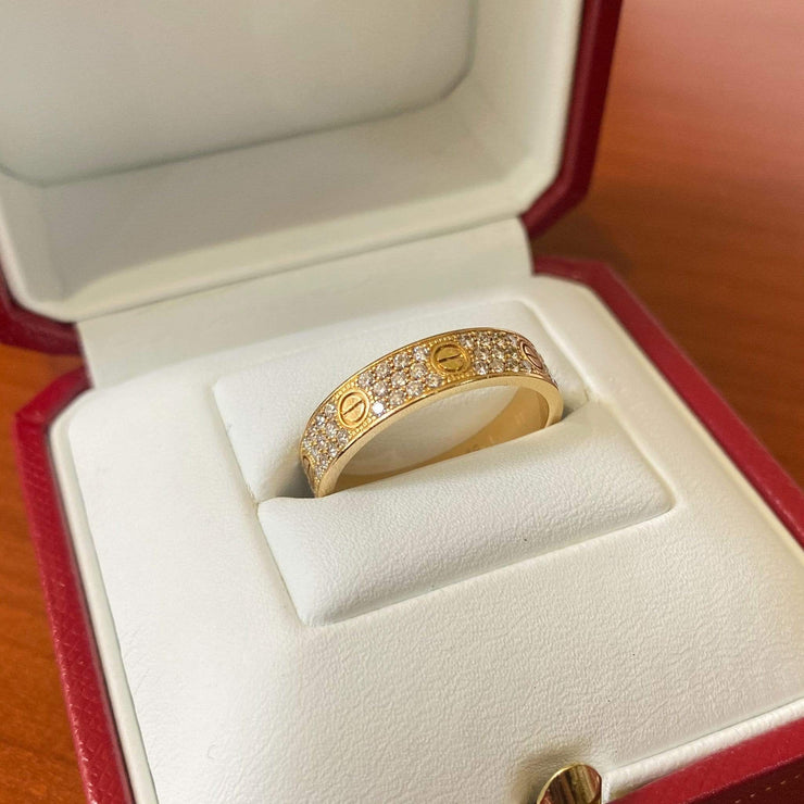 Mark Areias Jewelers Jewellery & Watches Pre-Owned Cartier Love Diamond Screw Band Ring .31CTW 18KY 59 8.75 Box/Papers
