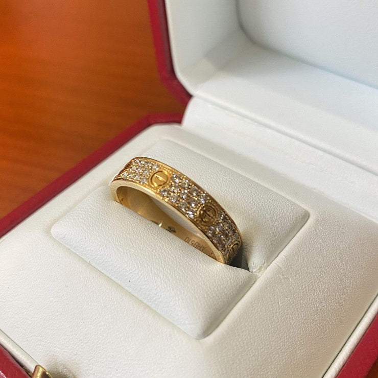 Mark Areias Jewelers Jewellery & Watches Pre-Owned Cartier Love Diamond Screw Band Ring .31CTW 18KY 59 8.75 Box/Papers