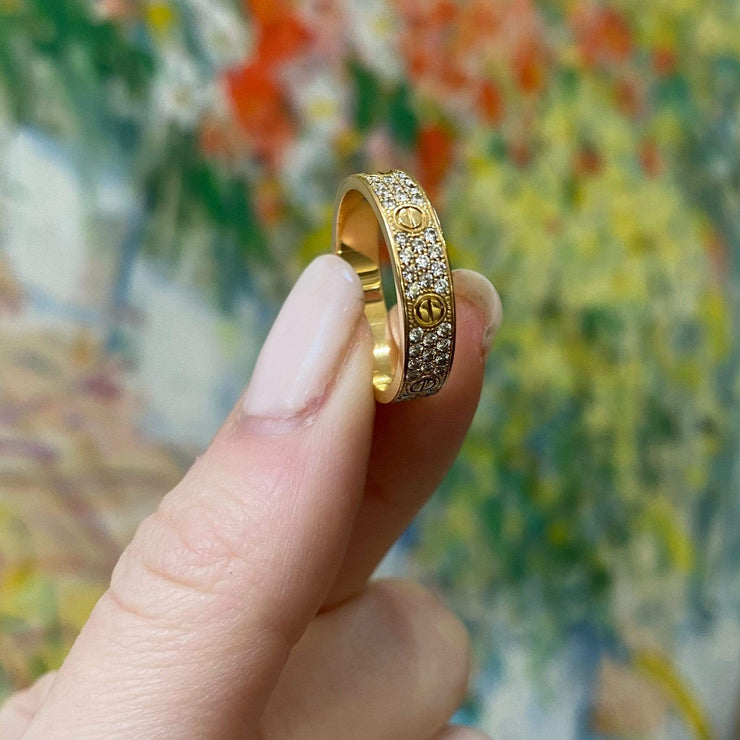 Mark Areias Jewelers Jewellery & Watches Pre-Owned Cartier Love Diamond Screw Band Ring .31CTW 18KY 59 8.75 Box/Papers