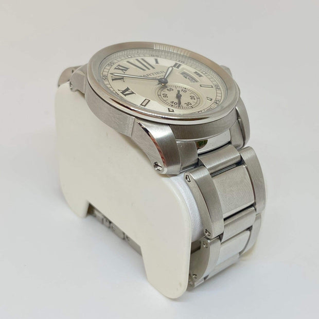 Mark Areias Jewelers Jewellery & Watches Pre-Owned Cartier Men's Calibre Steel Silver Dial on Bracelet Auto Watch 3389 42mm