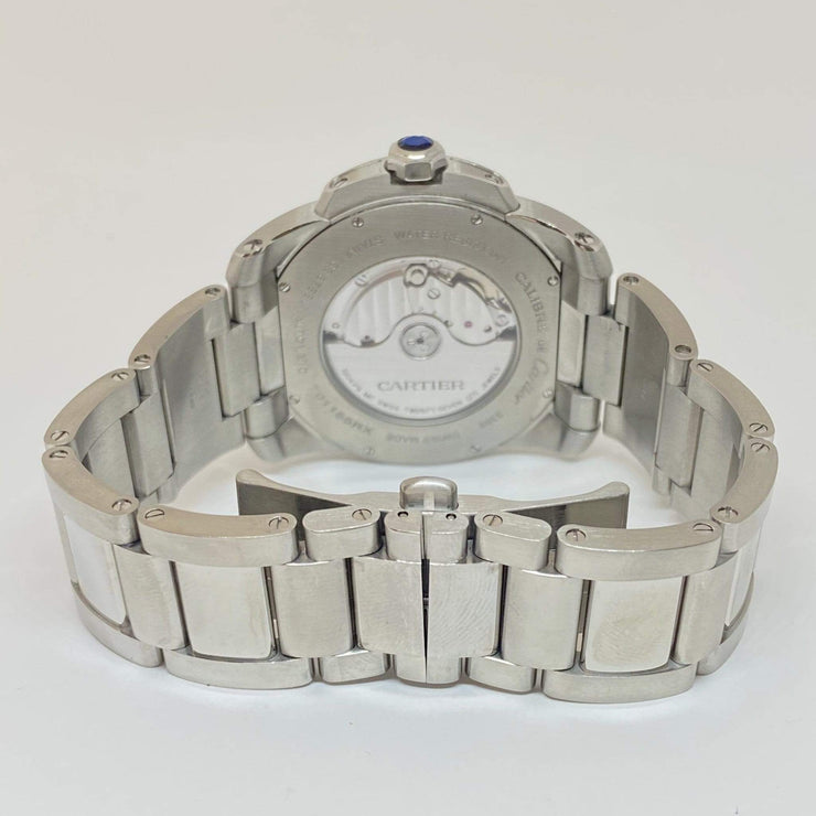 Mark Areias Jewelers Jewellery & Watches Pre-Owned Cartier Men's Calibre Steel Silver Dial on Bracelet Auto Watch 3389 42mm