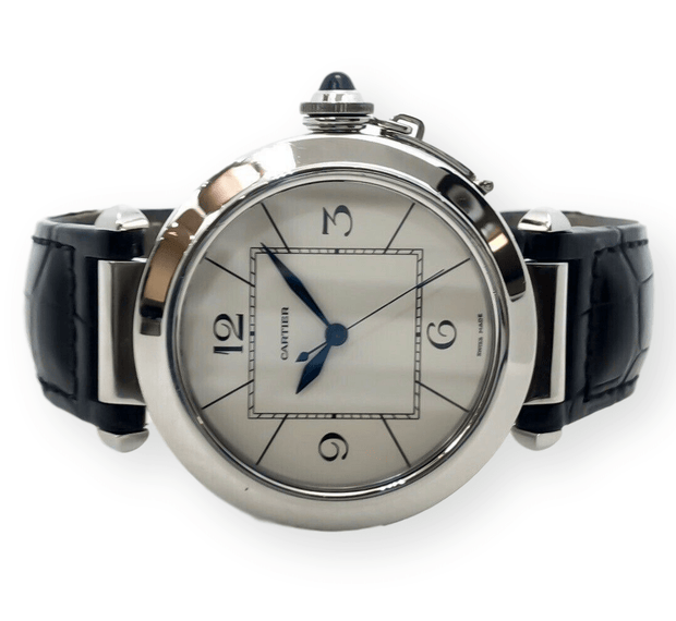 Mark Areias Jewelers Jewellery & Watches Pre-Owned Cartier Pasha Stainless Steel Auto Watch on Leather Strap, Exhibition