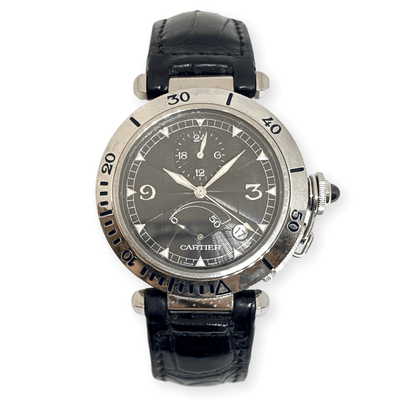 Mark Areias Jewelers Jewellery & Watches Pre-Owned Cartier Pasha Stainless Steel & Platinum Auto GMT Power Reserve Watch