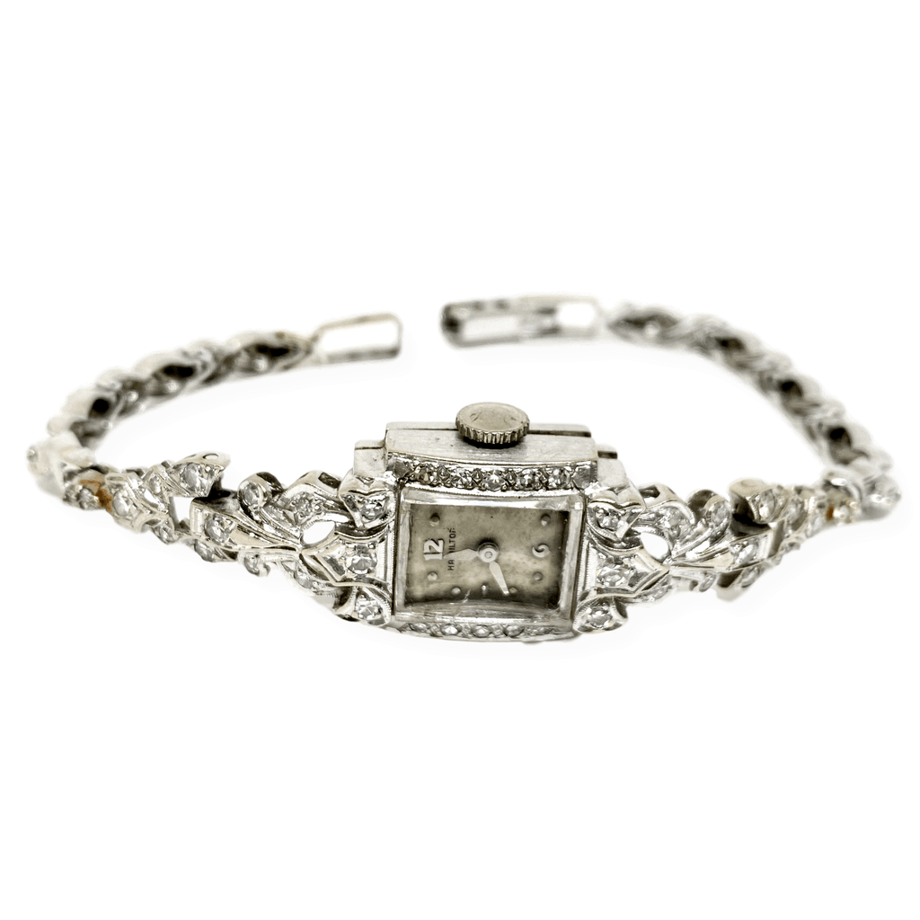 Vintage hamilton 14k white gold ladies watch sales