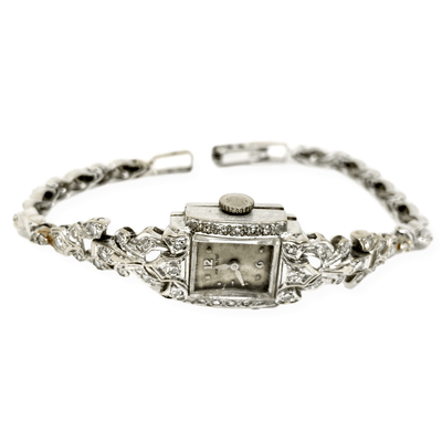Mark Areias Jewelers Jewellery & Watches Pre-Owned Hamilton Vintage Estate Diamond Lady's Watch 14K White Gold 1CTW