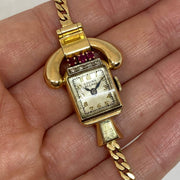 Mark Areias Jewelers Jewellery & Watches Pre-Owned Lucien Picard Ruby and Diamond Vintage Watch 1940's 14K Yellow Gold