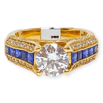 Mark Areias Jewelers Jewellery & Watches Princess Sapphire & Diamond Pave Cathedral Bridge Engagement Semi Mounting 14KY