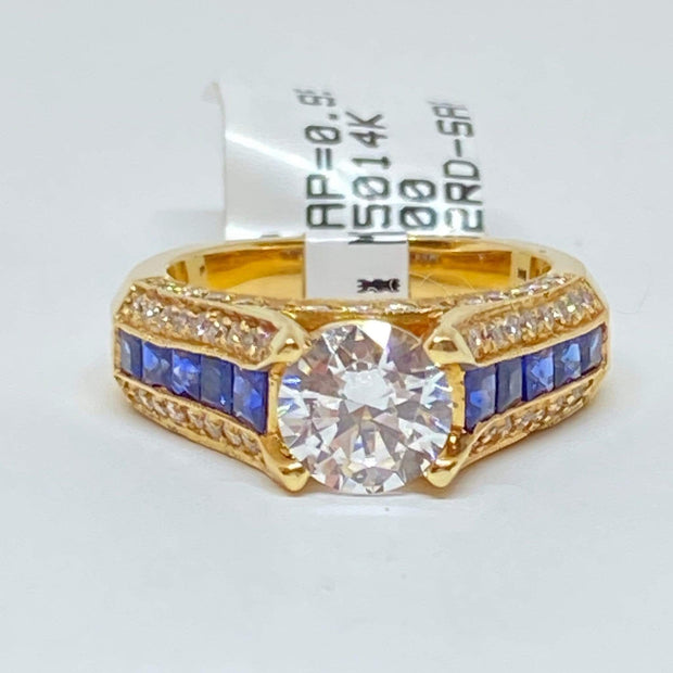 Mark Areias Jewelers Jewellery & Watches Princess Sapphire & Diamond Pave Cathedral Bridge Engagement Semi Mounting 14KY