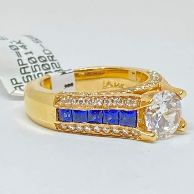 Mark Areias Jewelers Jewellery & Watches Princess Sapphire & Diamond Pave Cathedral Bridge Engagement Semi Mounting 14KY
