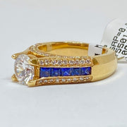 Mark Areias Jewelers Jewellery & Watches Princess Sapphire & Diamond Pave Cathedral Bridge Engagement Semi Mounting 14KY