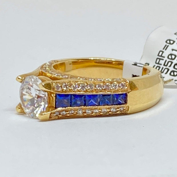 Mark Areias Jewelers Jewellery & Watches Princess Sapphire & Diamond Pave Cathedral Bridge Engagement Semi Mounting 14KY