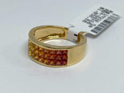 Mark Areias Jewelers Jewellery & Watches Rainbow Orange Yellow Sapphire Invisible Princess Cut Ring Band 14K Yellow Gold