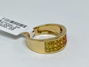 Mark Areias Jewelers Jewellery & Watches Rainbow Orange Yellow Sapphire Invisible Princess Cut Ring Band 14K Yellow Gold