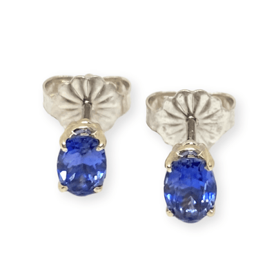 Mark Areias Jewelers Jewellery & Watches RARE California Natural Blue Benitoite Oval Faceted Studs Posts 18KW .80ctw