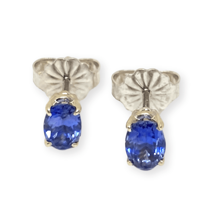 Mark Areias Jewelers Jewellery & Watches RARE California Natural Blue Benitoite Oval Faceted Studs Posts 18KW .80ctw