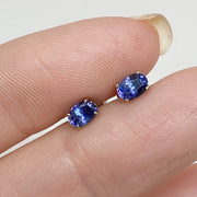 Mark Areias Jewelers Jewellery & Watches RARE California Natural Blue Benitoite Oval Faceted Studs Posts 18KW .80ctw