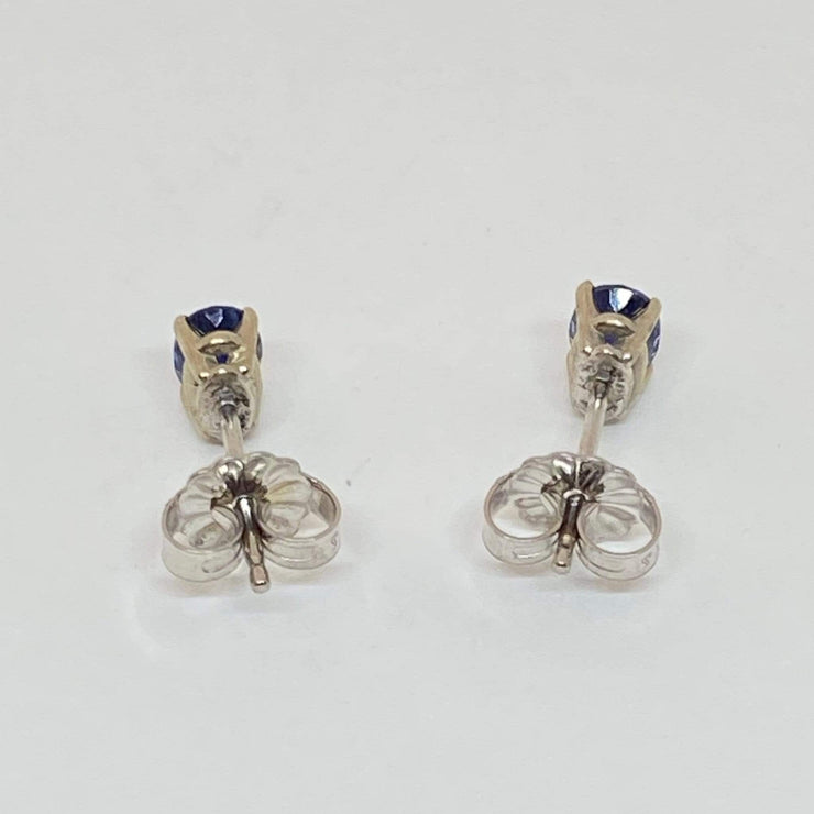 Mark Areias Jewelers Jewellery & Watches RARE California Natural Blue Benitoite Oval Faceted Studs Posts 18KW .80ctw