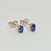 Mark Areias Jewelers Jewellery & Watches RARE California Natural Blue Benitoite Oval Faceted Studs Posts 18KW .80ctw