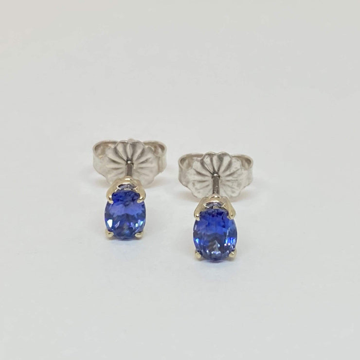 Mark Areias Jewelers Jewellery & Watches RARE California Natural Blue Benitoite Oval Faceted Studs Posts 18KW .80ctw