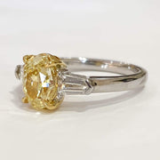 Mark Areias Jewelers Jewellery & Watches Rare Find! Oval Fancy Yellow & Bullet Diamond Three Stone Ring 18K GIA 1.61 SI1