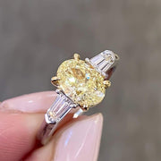Mark Areias Jewelers Jewellery & Watches Rare Find! Oval Fancy Yellow & Bullet Diamond Three Stone Ring 18K GIA 1.61 SI1