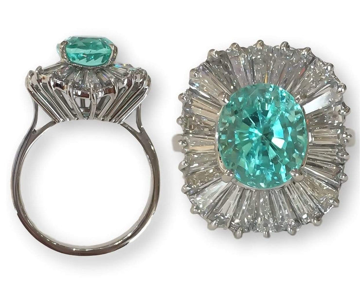 Mark Areias Jewelers Jewellery & Watches Rare Oval Paraiba Tourmaline & Diamond Balleria Ring 18K White Gold 3.38 CT IGI