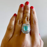 Mark Areias Jewelers Jewellery & Watches Rare Oval Paraiba Tourmaline & Diamond Balleria Ring 18K White Gold 3.38 CT IGI