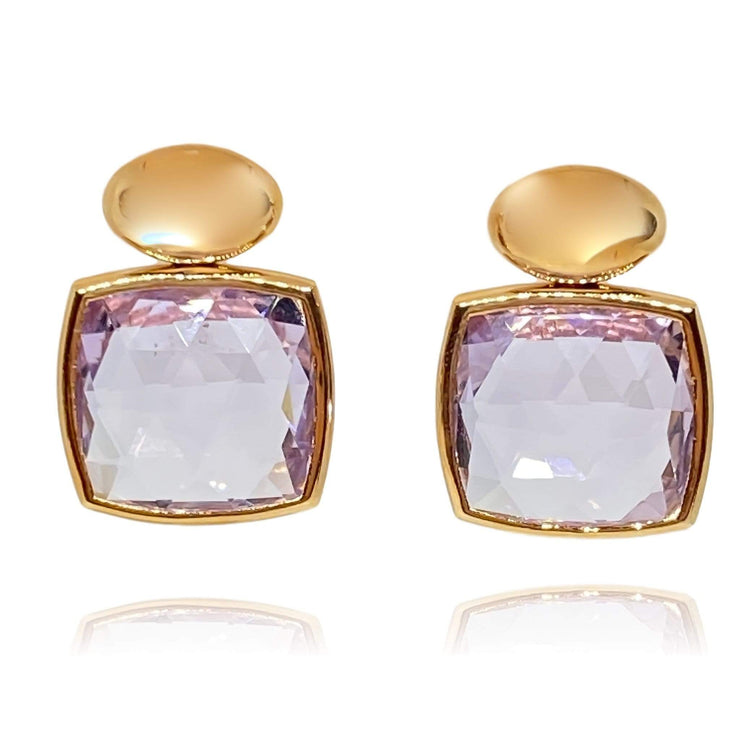 Mark Areias Jewelers Jewellery & Watches Rose Cut Rose De France Amethyst Drop Dangle Post Earrings 18K Rose Gold 15 CTW