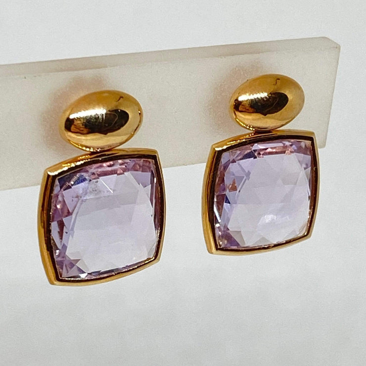 Mark Areias Jewelers Jewellery & Watches Rose Cut Rose De France Amethyst Drop Dangle Post Earrings 18K Rose Gold 15 CTW