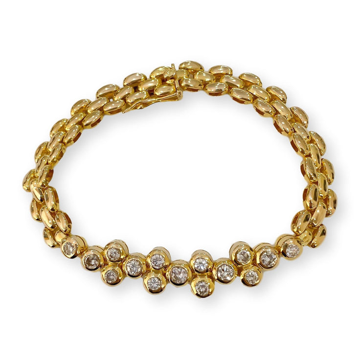 Mark Areias Jewelers Jewellery & Watches Round Diamond Bezel "Bubbles" Estate Bracelet Panthere Style Link 2CTW 6.5"