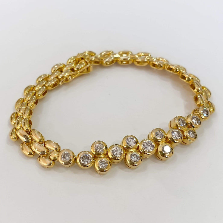 Mark Areias Jewelers Jewellery & Watches Round Diamond Bezel "Bubbles" Estate Bracelet Panthere Style Link 2CTW 6.5"