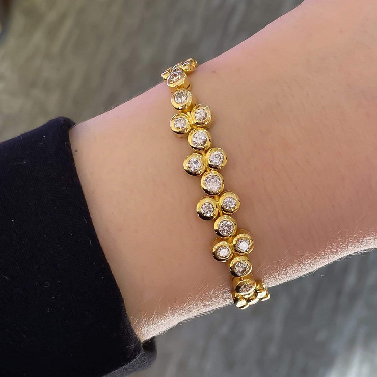 Mark Areias Jewelers Jewellery & Watches Round Diamond Bezel "Bubbles" Estate Bracelet Panthere Style Link 2CTW 6.5"