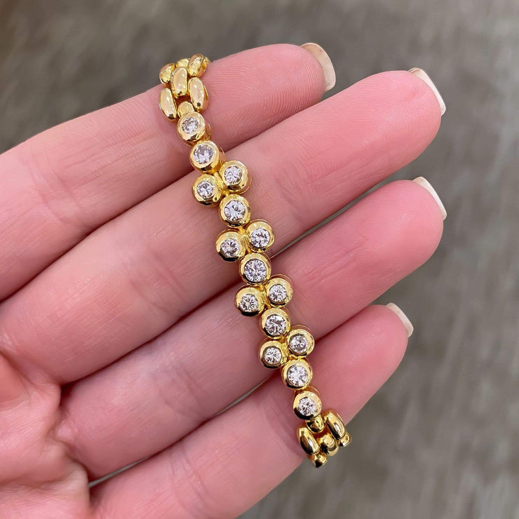 Mark Areias Jewelers Jewellery & Watches Round Diamond Bezel "Bubbles" Estate Bracelet Panthere Style Link 2CTW 6.5"