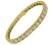 Mark Areias Jewelers Jewellery & Watches Round Diamond Tennis Bracelet Square Link 18K Yellow Gold 10.80 Carat F-G VS1