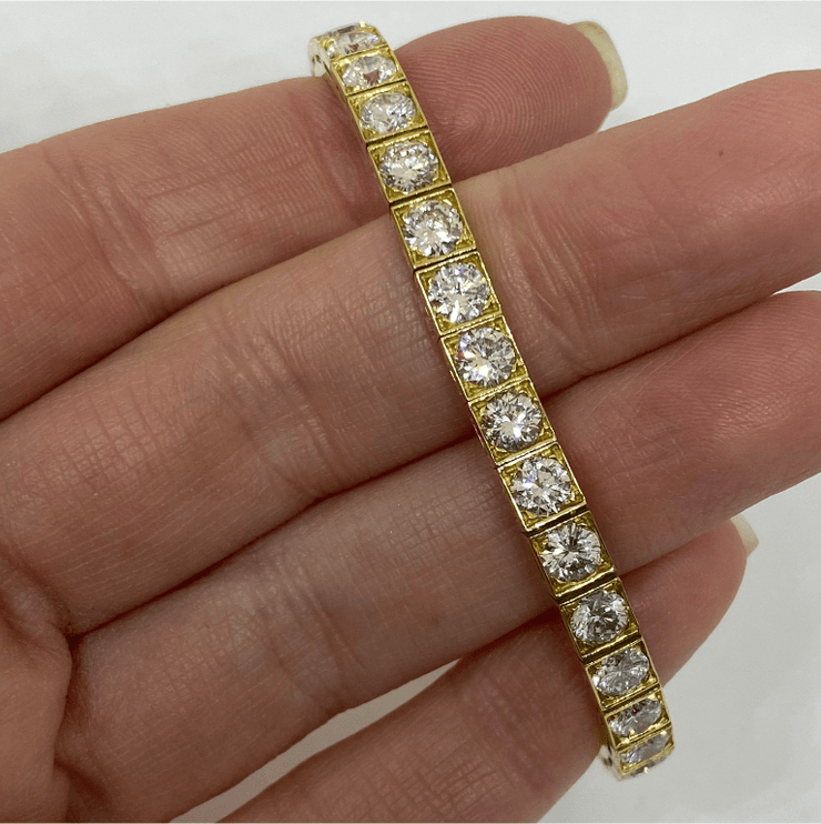Mark Areias Jewelers Jewellery & Watches Round Diamond Tennis Bracelet Square Link 18K Yellow Gold 10.80 Carat F-G VS1