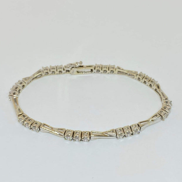 Mark Areias Jewelers Jewellery & Watches Round Diamond "X" Link Bracelet 14K White Gold 7" 1.90CTW