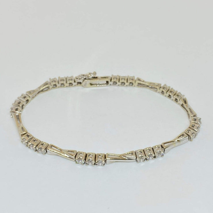 Mark Areias Jewelers Jewellery & Watches Round Diamond "X" Link Bracelet 14K White Gold 7" 1.90CTW