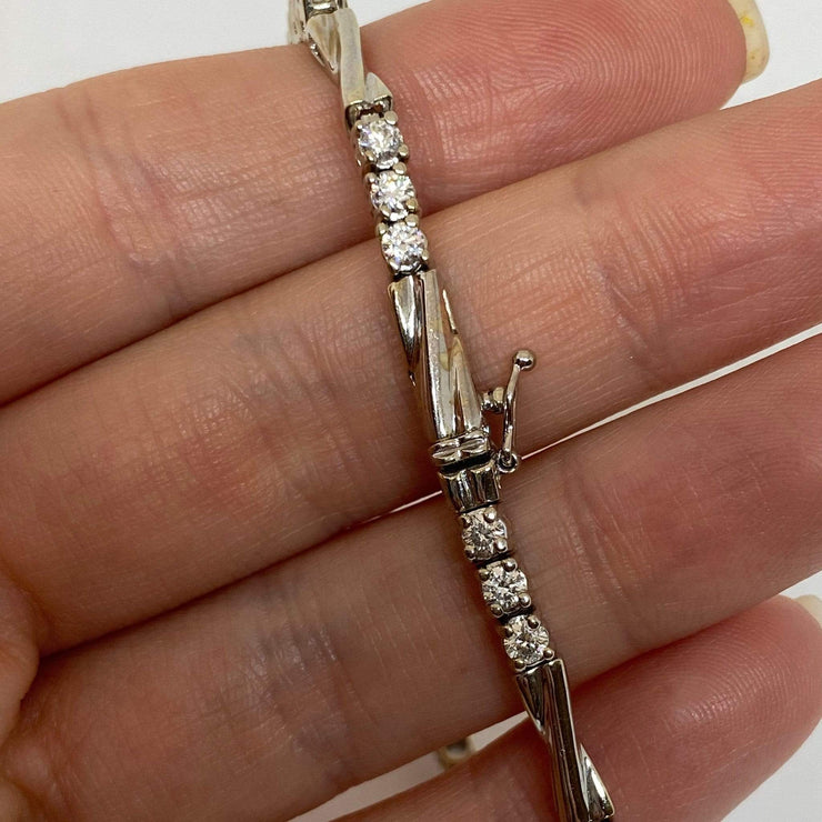 Mark Areias Jewelers Jewellery & Watches Round Diamond "X" Link Bracelet 14K White Gold 7" 1.90CTW