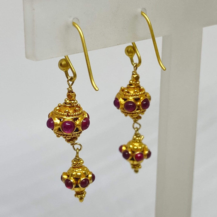 9CT GOLD CABOCHON ruby stud earrings, vintage 9k 375 £0.99 - PicClick UK