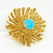 Mark Areias Jewelers Jewellery & Watches Sea Urchin Turquoise Cabochon Brooch 18K Yellow Gold 26 grams