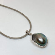 Mark Areias Jewelers Jewellery & Watches Tahitian Baroque Pearl & Diamond Freeform Pendant Enhancer 14K White Gold
