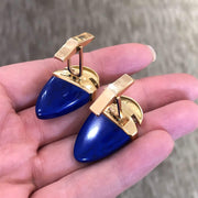 Mark Areias Jewelers Jewellery & Watches Triangular Natural Blue Lapis & Diamond Cufflinks 18K Yellow Gold